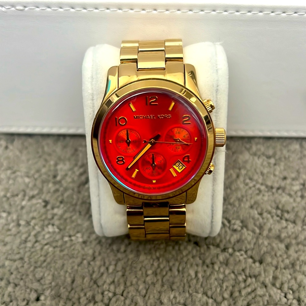 Michael Kors MK5953 Stainless Steel gold with orange face